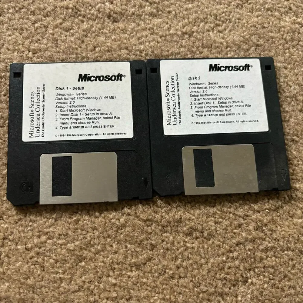 Microsoft Scenes Undersea Collection Setup Disks 1993-1994 *2 Disks*